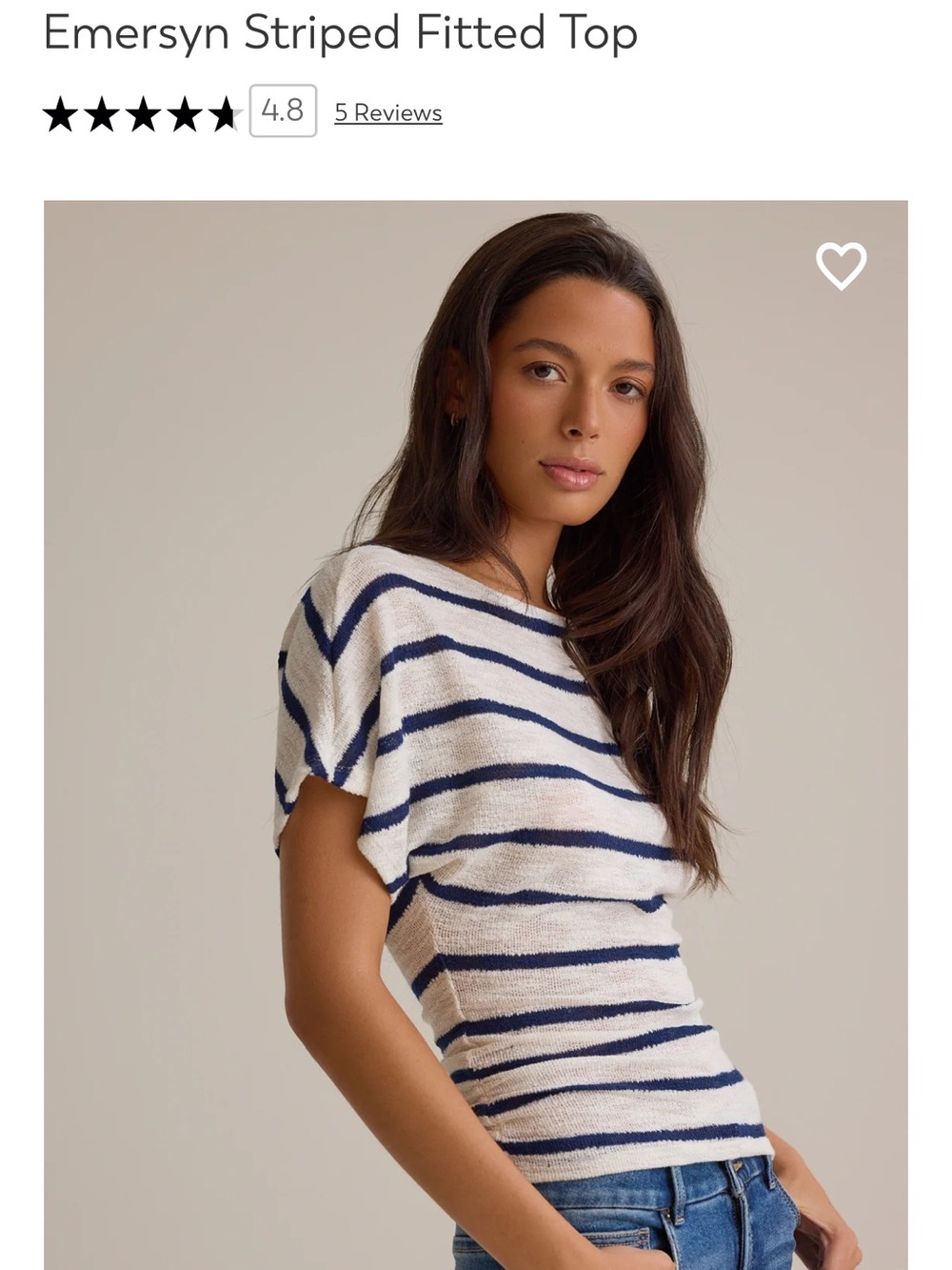 NWT ALTARD STATE EMERSYN STRIPED FITTED TOP XL IVORY/NAVY - Picture 4 of 7